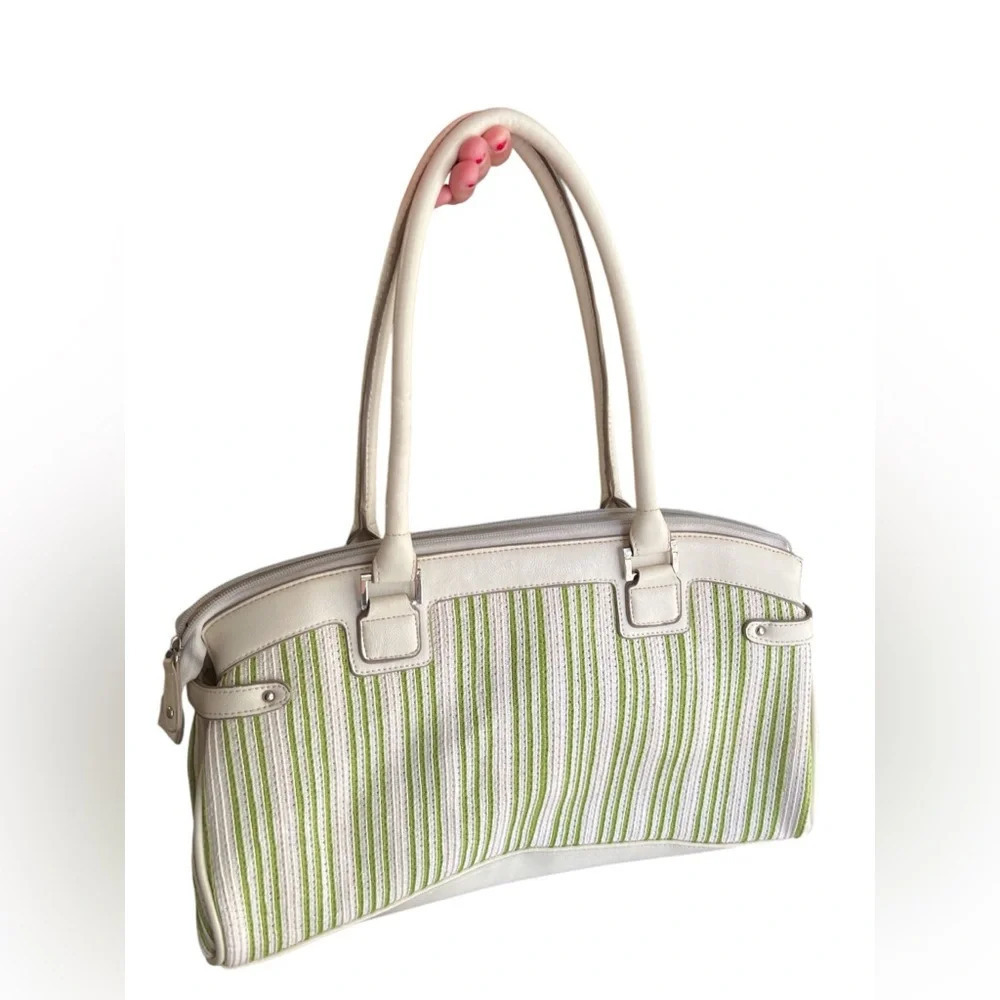 Green and white shoulder bag - Picture 3 of 4